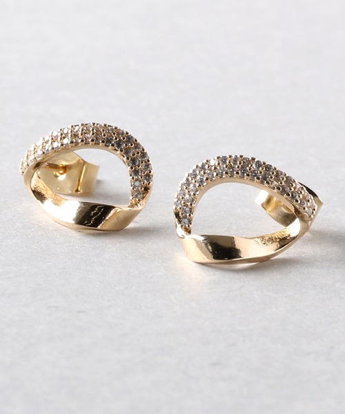 Manon's Selection(マノンズセレクション)の「ハーフストーンツイストキャッチピアス(ピアス(両耳用)・レディース・シルバー/ゴールド・ONE SIZE)」の5枚目の写真
