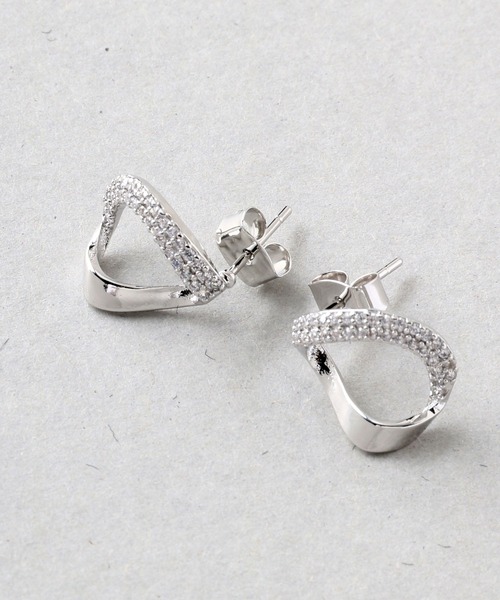 Manon's Selection(マノンズセレクション)の「ハーフストーンツイストキャッチピアス(ピアス(両耳用)・レディース・シルバー/ゴールド・ONE SIZE)」の6枚目の写真