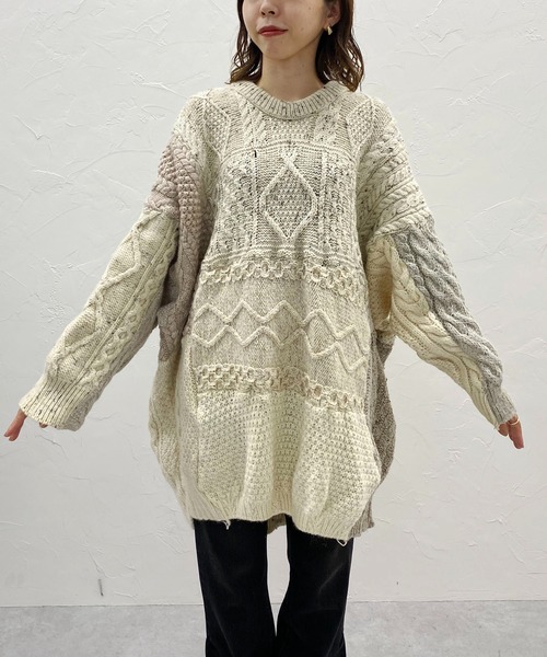 CAPRICIEUX LE'MAGE（カプリシューレマージュ）の「【Sunny Side Up/サニーサイドアップ】リメイクニット（ニット/セーター・レディース・アイボリー・FREE）」の4枚目の写真