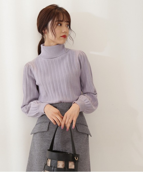 PROPORTION BODY DRESSING（プロポーションボディドレッシング）の「ボリュームスリーブアイレットＫＴ / 1211270106（ニット/セーター・レディース・パープル/オフホワイト/パープル系その他・FREE）」の3枚目の写真