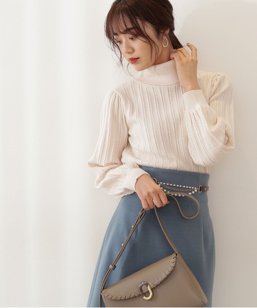 PROPORTION BODY DRESSING（プロポーションボディドレッシング）の「ボリュームスリーブアイレットＫＴ / 1211270106（ニット/セーター・レディース・パープル/オフホワイト/パープル系その他・FREE）」の2枚目の写真