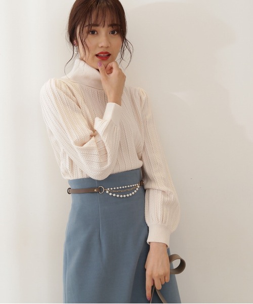 PROPORTION BODY DRESSING（プロポーションボディドレッシング）の「ボリュームスリーブアイレットＫＴ / 1211270106（ニット/セーター・レディース・パープル/オフホワイト/パープル系その他・FREE）」の5枚目の写真