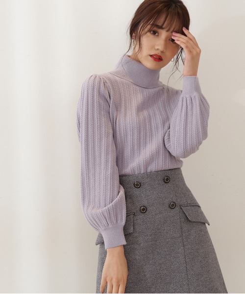 PROPORTION BODY DRESSING（プロポーションボディドレッシング）の「ボリュームスリーブアイレットＫＴ / 1211270106（ニット/セーター・レディース・パープル/オフホワイト/パープル系その他・FREE）」の7枚目の写真