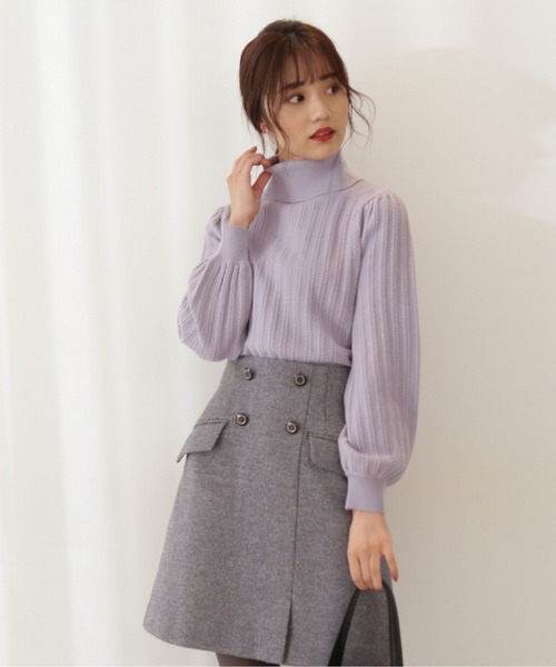 PROPORTION BODY DRESSING（プロポーションボディドレッシング）の「ボリュームスリーブアイレットＫＴ / 1211270106（ニット/セーター・レディース・パープル/オフホワイト/パープル系その他・FREE）」の10枚目の写真