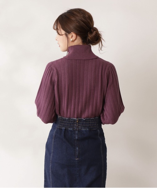 PROPORTION BODY DRESSING（プロポーションボディドレッシング）の「ボリュームスリーブアイレットＫＴ / 1211270106（ニット/セーター・レディース・パープル/オフホワイト/パープル系その他・FREE）」の4枚目の写真