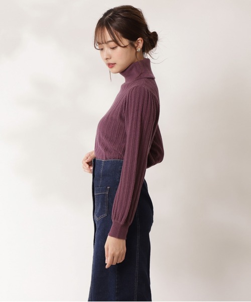 PROPORTION BODY DRESSING（プロポーションボディドレッシング）の「ボリュームスリーブアイレットＫＴ / 1211270106（ニット/セーター・レディース・パープル/オフホワイト/パープル系その他・FREE）」の9枚目の写真