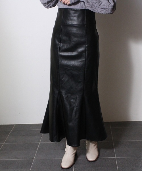 NOMAE（ノーマエ）の「【NOMAE】レザータイトマーメイドスカート（スカート・レディース・ブラック/ブラック系その他・FREE）」の2枚目の写真
