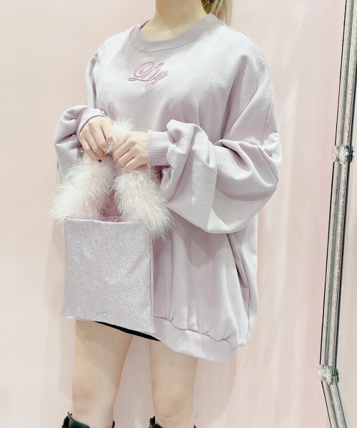 lilLilly（リルリリー）の「エンブロイダリースウェットトップス（スウェット・レディース・ブラック/ピンク/ブルー/アイボリー・FREE）」の4枚目の写真