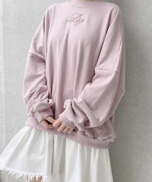 lilLilly（リルリリー）の「エンブロイダリースウェットトップス（スウェット・レディース・ブラック/ピンク/ブルー/アイボリー・FREE）」の20枚目の写真