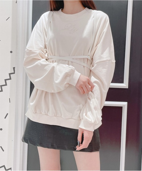 lilLilly（リルリリー）の「エンブロイダリースウェットトップス（スウェット・レディース・ブラック/ピンク/ブルー/アイボリー・FREE）」の15枚目の写真