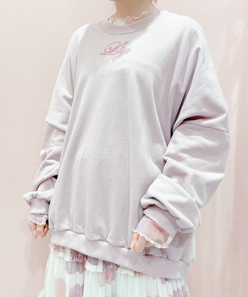 lilLilly（リルリリー）の「エンブロイダリースウェットトップス（スウェット・レディース・ブラック/ピンク/ブルー/アイボリー・FREE）」の8枚目の写真