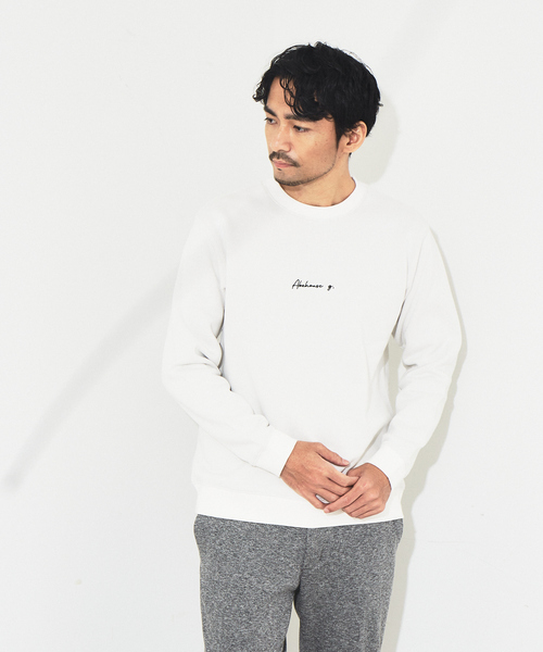 ABAHOUSE GRAY(アバハウスグレイ)の「刺繍 裏起毛 配色 プルオーバー スウェット(スウェット・メンズ・ピンクベージュ/チャコールグレー/グレイッシュブルー/ホワイト・46/48)」の2枚目の写真