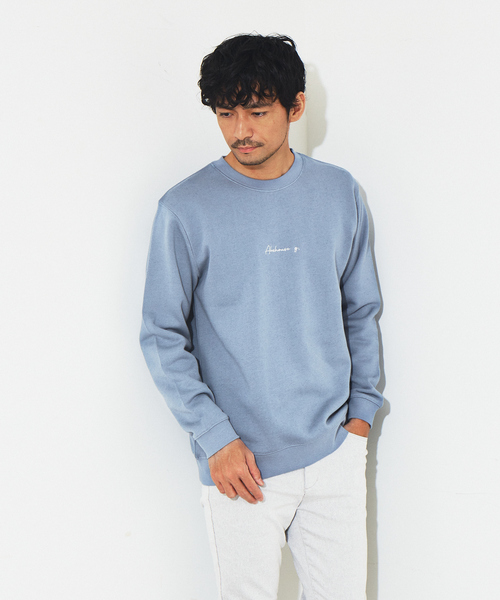 ABAHOUSE GRAY(アバハウスグレイ)の「刺繍 裏起毛 配色 プルオーバー スウェット(スウェット・メンズ・ピンクベージュ/チャコールグレー/グレイッシュブルー/ホワイト・46/48)」の1枚目の写真