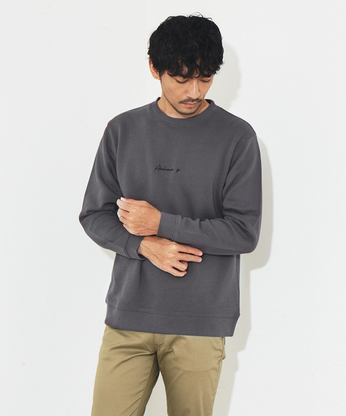 ABAHOUSE GRAY(アバハウスグレイ)の「刺繍 裏起毛 配色 プルオーバー スウェット(スウェット・メンズ・ピンクベージュ/チャコールグレー/グレイッシュブルー/ホワイト・46/48)」の3枚目の写真