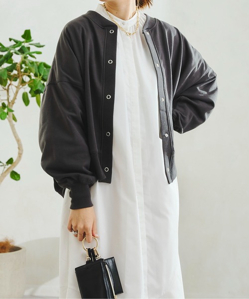 DouDou（ドゥドゥ）の「【WEB限定】リブ切替ドルマンカーディガン（カーディガン/ボレロ・レディース・チャコールグレー/ベージュ/アイボリー・FREE）」の2枚目の写真