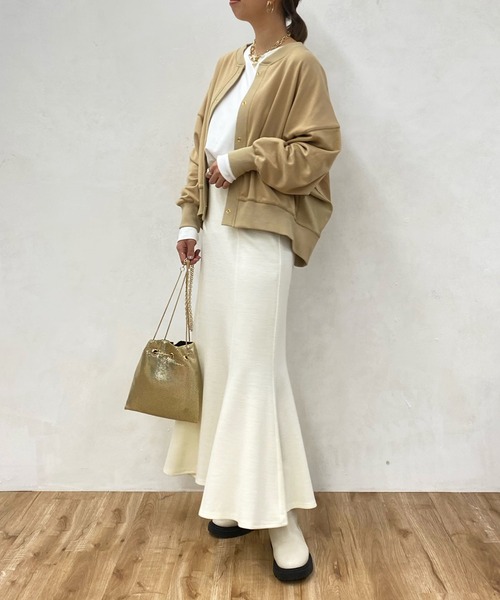 DouDou（ドゥドゥ）の「【WEB限定】リブ切替ドルマンカーディガン（カーディガン/ボレロ・レディース・チャコールグレー/ベージュ/アイボリー・FREE）」の4枚目の写真