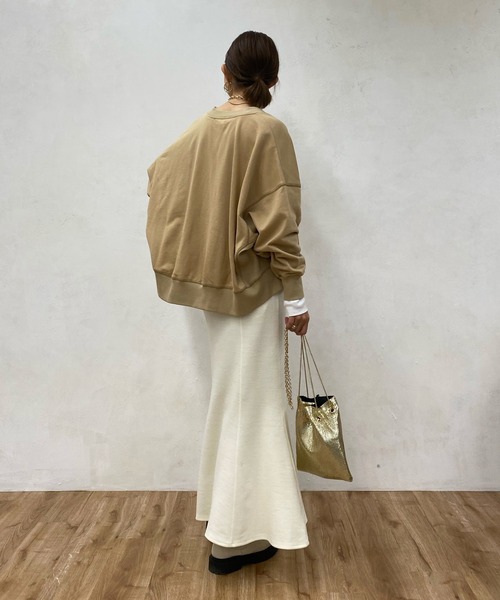 DouDou（ドゥドゥ）の「【WEB限定】リブ切替ドルマンカーディガン（カーディガン/ボレロ・レディース・チャコールグレー/ベージュ/アイボリー・FREE）」の6枚目の写真