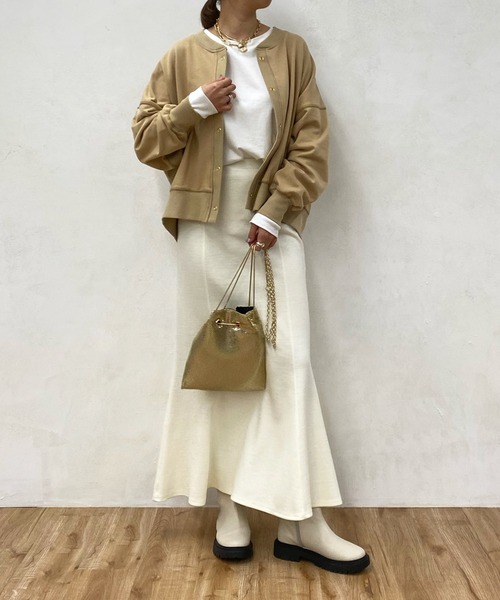 DouDou（ドゥドゥ）の「【WEB限定】リブ切替ドルマンカーディガン（カーディガン/ボレロ・レディース・チャコールグレー/ベージュ/アイボリー・FREE）」の7枚目の写真