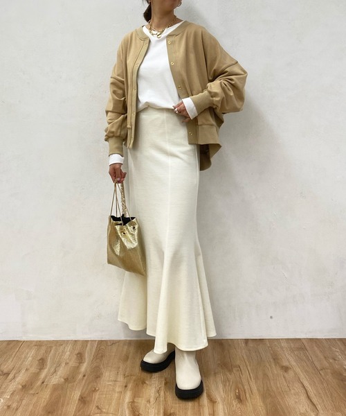 DouDou（ドゥドゥ）の「【WEB限定】リブ切替ドルマンカーディガン（カーディガン/ボレロ・レディース・チャコールグレー/ベージュ/アイボリー・FREE）」の8枚目の写真