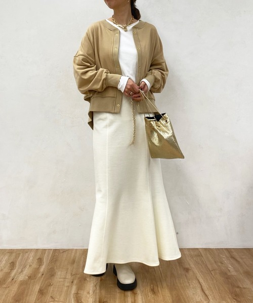 DouDou（ドゥドゥ）の「【WEB限定】リブ切替ドルマンカーディガン（カーディガン/ボレロ・レディース・チャコールグレー/ベージュ/アイボリー・FREE）」の9枚目の写真