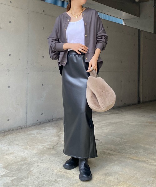 DouDou（ドゥドゥ）の「【WEB限定】リブ切替ドルマンカーディガン（カーディガン/ボレロ・レディース・チャコールグレー/ベージュ/アイボリー・FREE）」の15枚目の写真