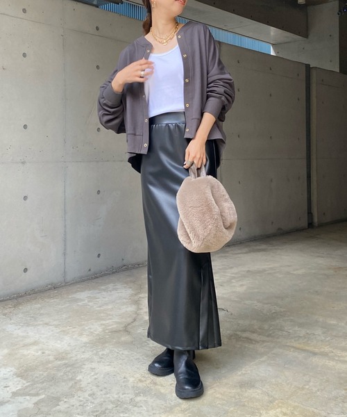 DouDou（ドゥドゥ）の「【WEB限定】リブ切替ドルマンカーディガン（カーディガン/ボレロ・レディース・チャコールグレー/ベージュ/アイボリー・FREE）」の16枚目の写真