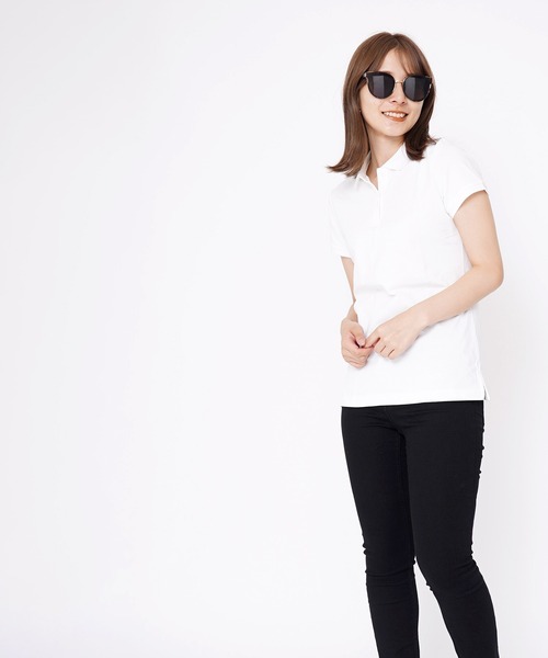 GIORDANO（ジョルダーノ）の「[ GIORDANO ] 抗菌ストレッチフラット半袖ポロシャツ（ポロシャツ・レディース・ホワイト/ブラック/ブルー・X-LARGE/LARGE/MEDIUM/SMALL）」の6枚目の写真