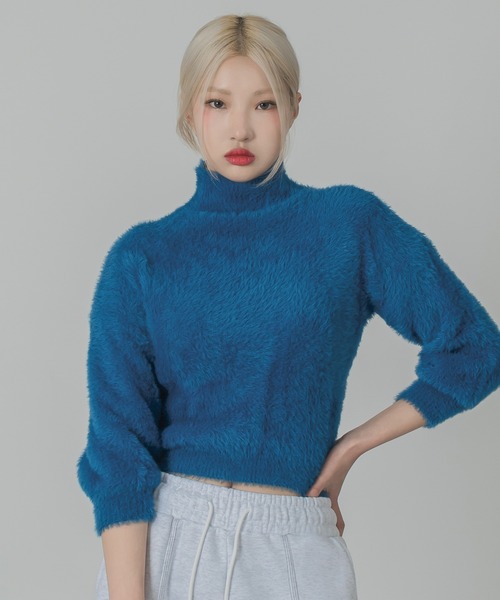 FOLLOWIN（フォロウィン）の「アンゴラフェイクファー半タートルニット