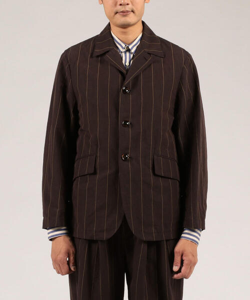 TOMORROWLAND （トゥモローランド）の「リネンコットン ストライプ バルカラージャケット（テーラードジャケット・メンズ・ブラック系その他・S/M）」の3枚目の写真