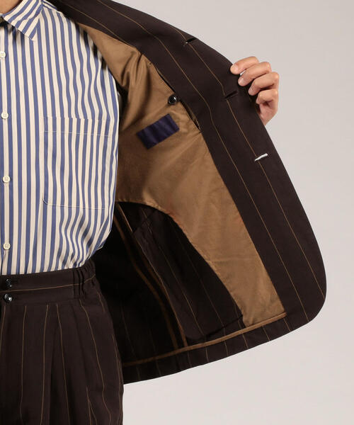 TOMORROWLAND （トゥモローランド）の「リネンコットン ストライプ バルカラージャケット（テーラードジャケット・メンズ・ブラック系その他・S/M）」の7枚目の写真
