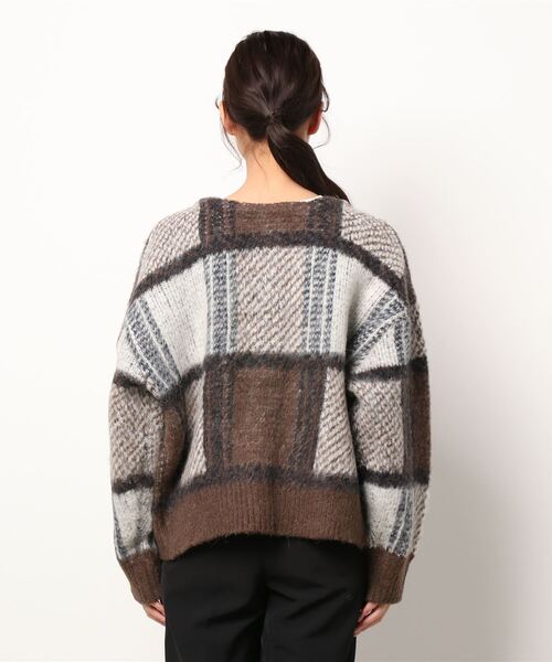 CAPRICIEUX LE'MAGE（カプリシューレマージュ）の「チェック2WAYカーディガン（カーディガン/ボレロ・レディース・ブラウン/レッド・FREE）」の4枚目の写真