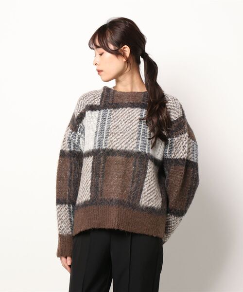 CAPRICIEUX LE'MAGE（カプリシューレマージュ）の「チェック2WAYカーディガン（カーディガン/ボレロ・レディース・ブラウン/レッド・FREE）」の5枚目の写真