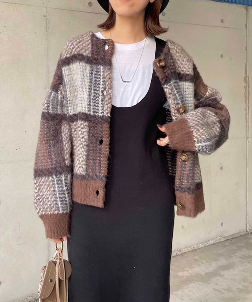 CAPRICIEUX LE'MAGE（カプリシューレマージュ）の「チェック2WAYカーディガン（カーディガン/ボレロ・レディース・ブラウン/レッド・FREE）」の16枚目の写真