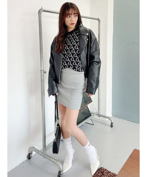 GYDA(ジェイダ)の「テレコタイトスカートライクショートパンツ(スカート・レディース・グレー/ブラック・FREE)」の18枚目の写真