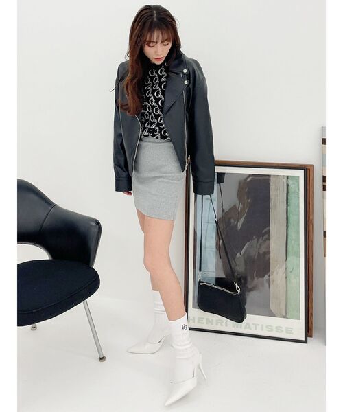 GYDA(ジェイダ)の「テレコタイトスカートライクショートパンツ(スカート・レディース・グレー/ブラック・FREE)」の16枚目の写真