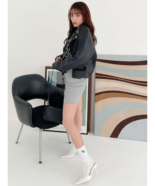 GYDA(ジェイダ)の「テレコタイトスカートライクショートパンツ(スカート・レディース・グレー/ブラック・FREE)」の15枚目の写真