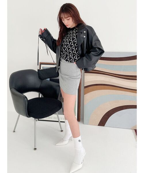 GYDA(ジェイダ)の「テレコタイトスカートライクショートパンツ(スカート・レディース・グレー/ブラック・FREE)」の14枚目の写真