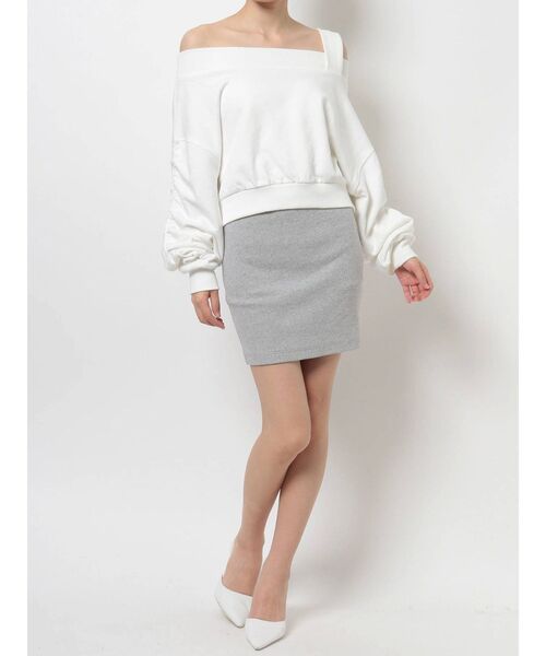 GYDA(ジェイダ)の「テレコタイトスカートライクショートパンツ(スカート・レディース・グレー/ブラック・FREE)」の4枚目の写真