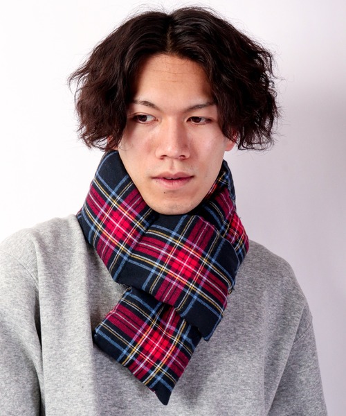 FUNALIVE（ファンアライブ）の「チェックティペット（ネックウォーマー/スヌード・メンズ・ネイビー/レッド/グリーン・FREE）」の3枚目の写真