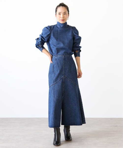 VERMEIL par iena(ヴェルメイユパーイエナ)の「《追加》デニムWステッチスカート(デニムスカート・レディース・ネイビー・36/38/40)」の2枚目の写真