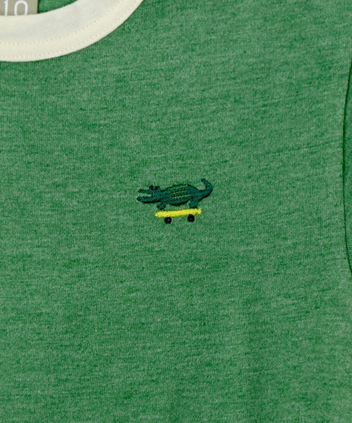 DILASH(ディラッシュ)の「接触冷感ポイント刺繍Tシャツ(Tシャツ/カットソー・キッズ・グレー/ブルー/グリーン/チャコール・90/100/110/120/80/130/140)」の7枚目の写真