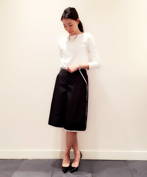 ASTRAET（アストラット）の「ASTRAET(アストラット) コットンパイピング8分丈ワイドパンツ◆（その他パンツ・レディース・ブラック/ベージュ・0/1）」の12枚目の写真