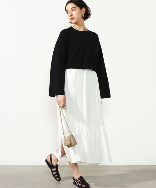 NOLLEY’S(ノーリーズ)の「◇【WEB限定】布帛切り替えティアードカットワンピース(ワンピース・レディース・ブラック/オフホワイト/オリーブ/インディゴブルー・FREE)」の7枚目の写真