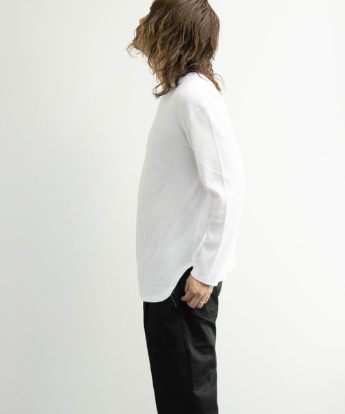 SKKONE(スコーネ)の「ワッフル ロング丈 長袖Tシャツ(Tシャツ/カットソー・メンズ・ホワイト/ブラック/杢グレー/サックスブルー・M/L)」の11枚目の写真