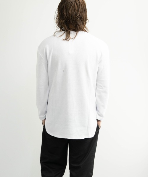 SKKONE(スコーネ)の「ワッフル ロング丈 長袖Tシャツ(Tシャツ/カットソー・メンズ・ホワイト/ブラック/杢グレー/サックスブルー・M/L)」の19枚目の写真