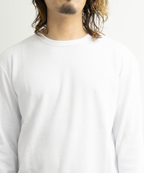 SKKONE(スコーネ)の「ワッフル ロング丈 長袖Tシャツ(Tシャツ/カットソー・メンズ・ホワイト/ブラック/杢グレー/サックスブルー・M/L)」の9枚目の写真