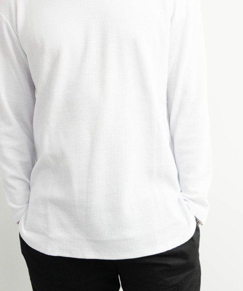 SKKONE(スコーネ)の「ワッフル ロング丈 長袖Tシャツ(Tシャツ/カットソー・メンズ・ホワイト/ブラック/杢グレー/サックスブルー・M/L)」の5枚目の写真