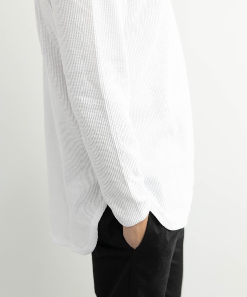 SKKONE(スコーネ)の「ワッフル ロング丈 長袖Tシャツ(Tシャツ/カットソー・メンズ・ホワイト/ブラック/杢グレー/サックスブルー・M/L)」の7枚目の写真