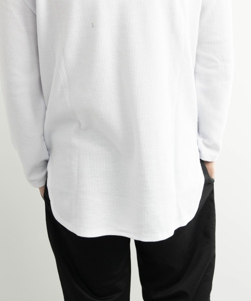 SKKONE(スコーネ)の「ワッフル ロング丈 長袖Tシャツ(Tシャツ/カットソー・メンズ・ホワイト/ブラック/杢グレー/サックスブルー・M/L)」の10枚目の写真