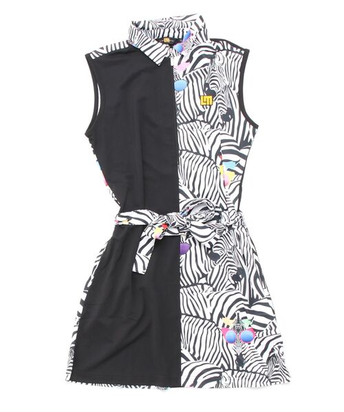 Loudmouth(ラウドマウス)の「LOUDMOUTH/ラウドマウス ゴルフウェア 吸汗速乾 UVカット 切替 ノースリーブワンピース(ワンピース・レディース・ホワイト×ブラック/ネイビー系/その他・L/S/M)」の2枚目の写真
